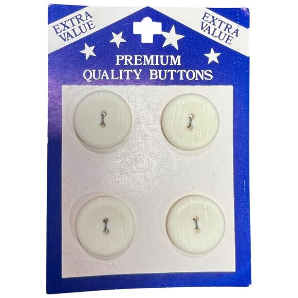 premium quality buttons Jewelry - Vintage Cream White Textured Buttons 4pc Card Two Hole Three Quarter